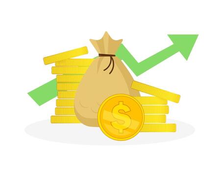 Icon with investment for banner design. Diagram, graph growth. con for banner design. Stock . Diagram, graph growth. vector