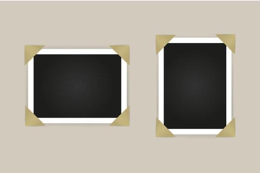 Collection of blank photo frames with adhesive tape, different shadow effects and empty space for your photograph. illustration. vector