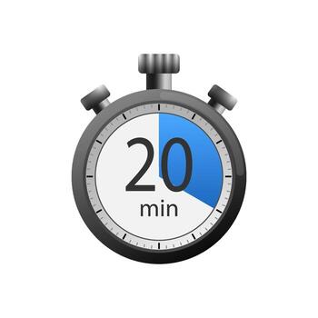 Icon of a timer with 20 minutes on the white background. illustration. vector