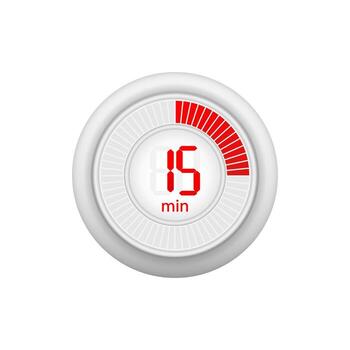 Icon of a timer with 15 minutes on the white background. illustration. vector
