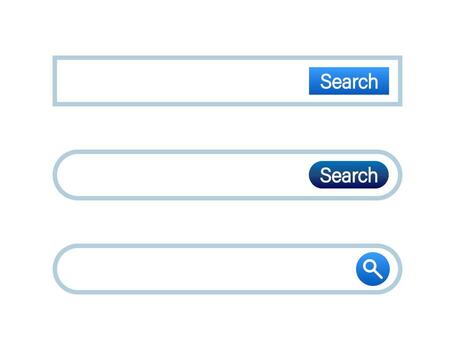 Search bar template. White color with blue elements. Classic and round simple design. vector