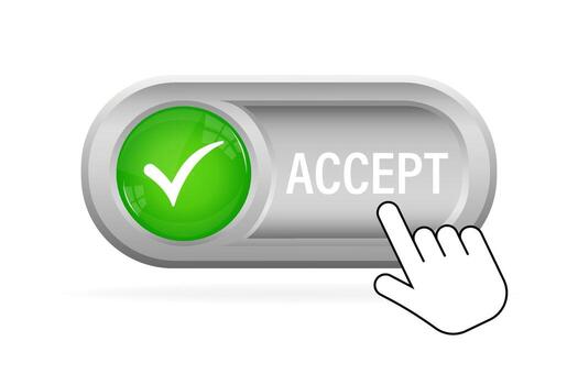 Green accept button. Abstract web template with green accept on white background. Isolated illustration. vector