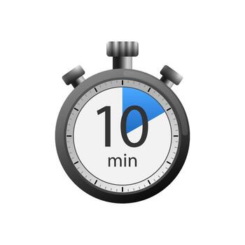 Icon of a timer with 10 , ten minutes on the white background. illustration. vector