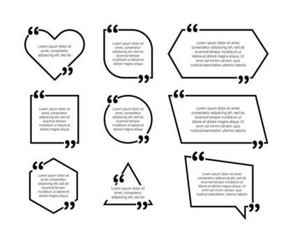 Set design elements quote. Commas. illustration in flat style on a white background. vector