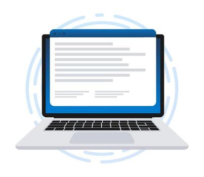 Web site on laptop screen. illustration, , illustration of the concept of web page design. vector