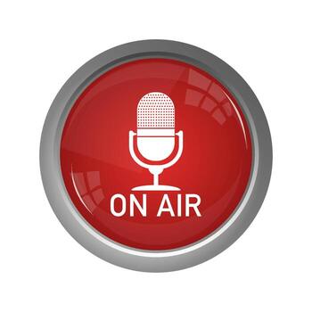 3d on air button for banner design. Red on air button with light background. Internet button on white background. illustration. vector