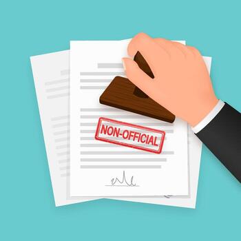 no- oficial rojo sello en documento antecedentes. rojo modelo. aislado ilustración vector