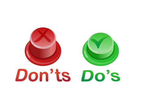 Red and green push. Graphic art logo design element isolated on white background. Concept of do or don't symbol like decision. vector