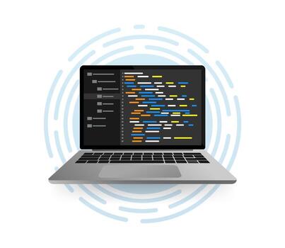 programación codificación, genial diseño para ninguna propósitos. pantalla computadora monitor. información tecnología. digital ilustración. vector