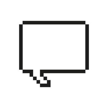 Rectangular Chat Box Outline Icon. Pixel Art Symbol of Messaging Interface Balloon. Isolated Illustration vector