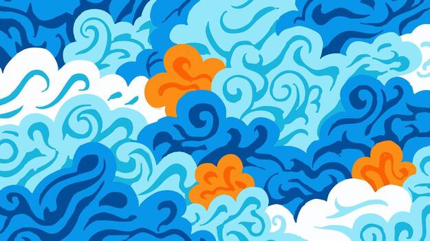 Batik Pattern with Mega Mendung Cloud vector