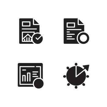 Data Report Solid Icons Set for Market Summary vector