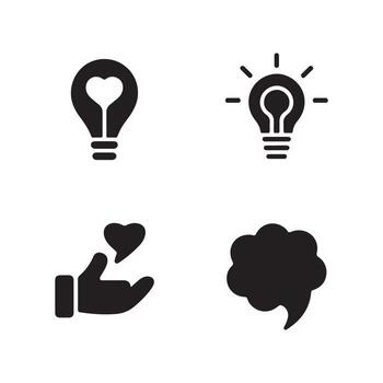 idea compartiendo sólido íconos conjunto para colaboración vector