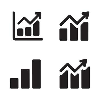 Bar Chart Report Solid Icons Set for Marketing Insight vector