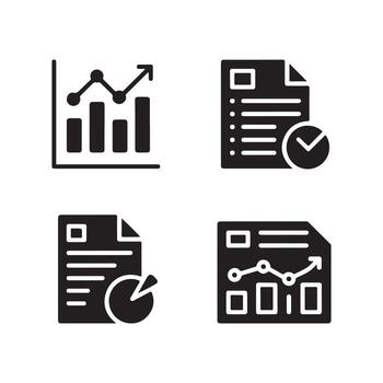 datos reporte sólido íconos conjunto para actuación informes vector
