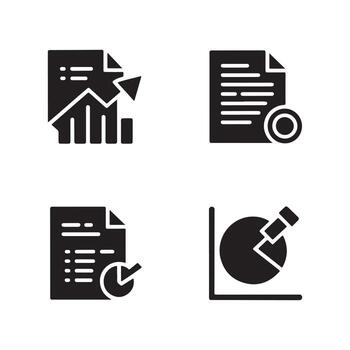 Data Report Solid Icons Set for Analytics Dashboard vector