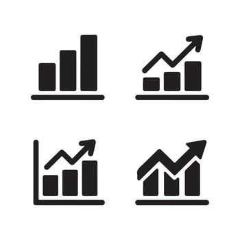Bar Chart Report Solid Icons Set for Data Visualization vector