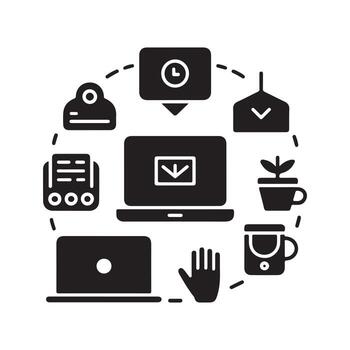 Remote Work Setup Solid Icon for Virtual Job vector