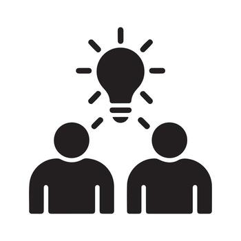 idea compartiendo sólido icono para innovación equipo vector