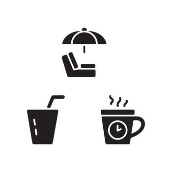 Break Time Solid Icons Set for Productivity Pause vector