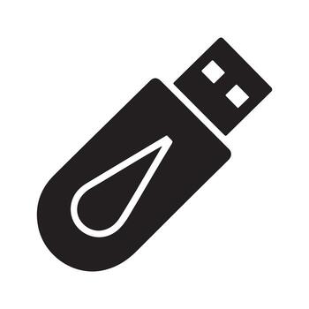 USB Flash Drive Solid Icon Representing Portable Device vector