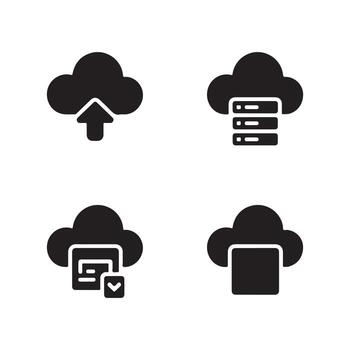 Cloud Storage Solid Icons Set for Cloud Computing vector