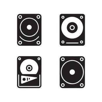 External Hard Drive Solid Icons Set for Data Storage vector