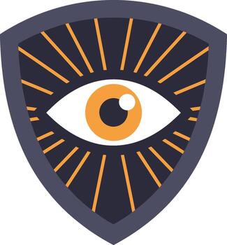 Stylized eye symbol in a shield shape, with an esoteric vibe. vector