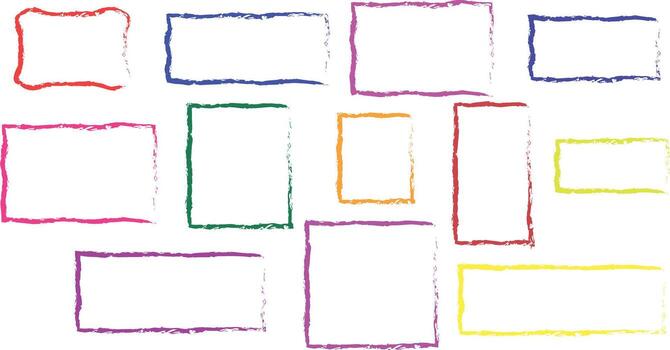 Vertical rectangular frames with scallop edges. rectangular shapes with wiggly borders. Empty square scalloped frames. vector