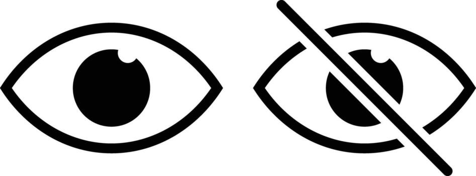 eye icon set. View and Eye icons. visible invisible concept. See and unsee symbol. Show password icon. hidden password vector