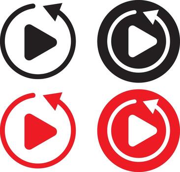 Replay icon symbol. Pause sign. media player button icon set . collection of multimedia sign. Rotating loading arrow symbol vector