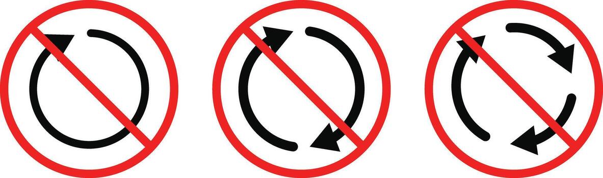 Arrow icon prohibited sign. Black long up arrow icons. no arrow pointing upward. Rotation arrows icons vector
