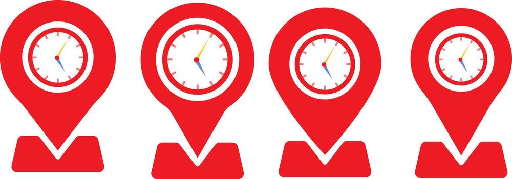Real time location icon. Location icon. Map pin icon. Time symbol vector