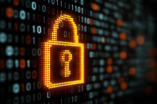 Security concept with digital padlock on binary code background photo