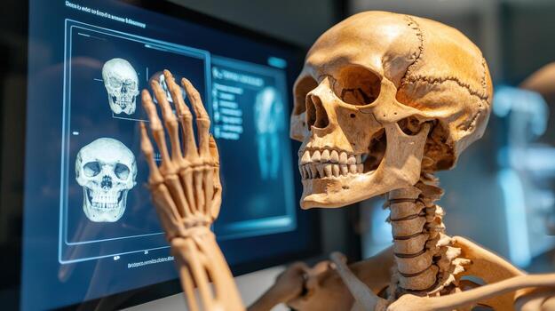 a skeleton is shown on a computer screen photo