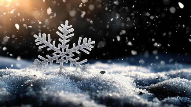 a snowflake is shown in the snow photo