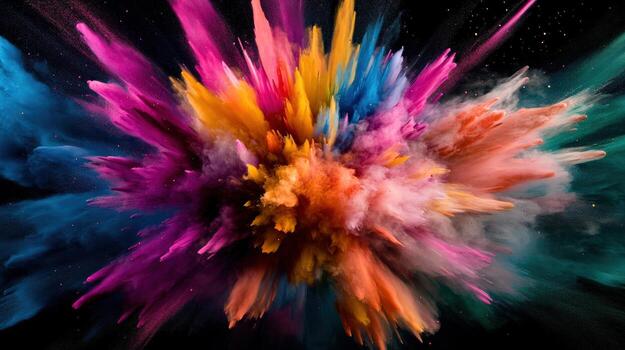 A colorful explosion of paint shown in the image photo
