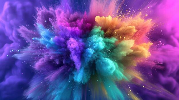 A colorful explosion of smoke and dust. photo