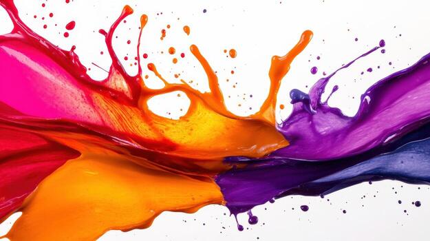 A colorful splash of paint on a white background photo