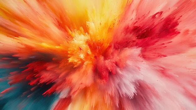 A colorful explosion of paint with red, yellow, and pink colors photo