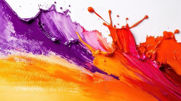 A painting of a splash of paint with a rainbow of colors photo