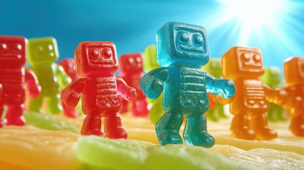 A group of robot gummy photo