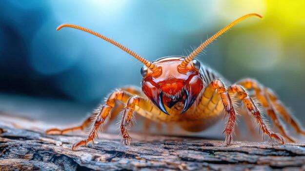 a close up of a bug on a tree branch photo