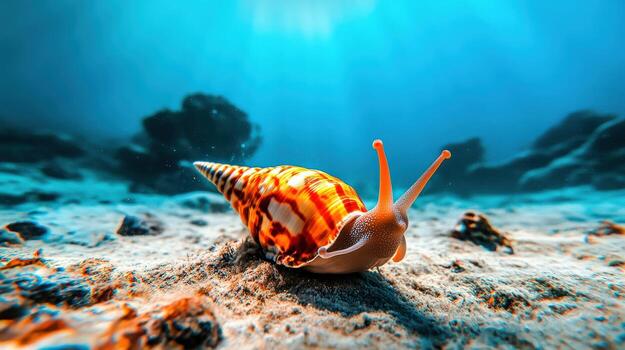 un caracol es nadando en el Oceano foto