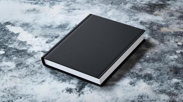 an empty black book on a gray background photo