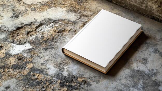 an open book on a concrete floor photo