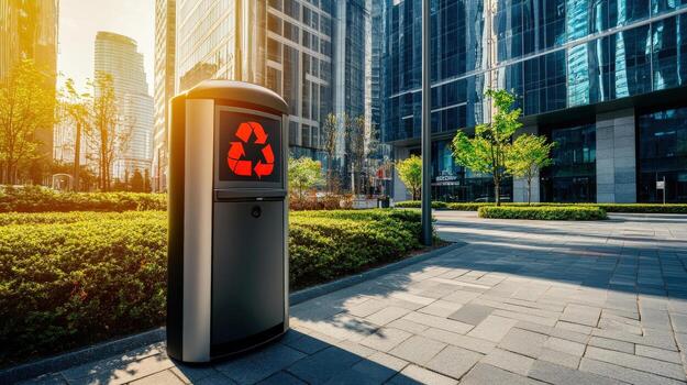 un basura lata con un rojo firmar en eso ese dice reciclar foto