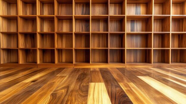 A large wooden shelf with many shelves photo