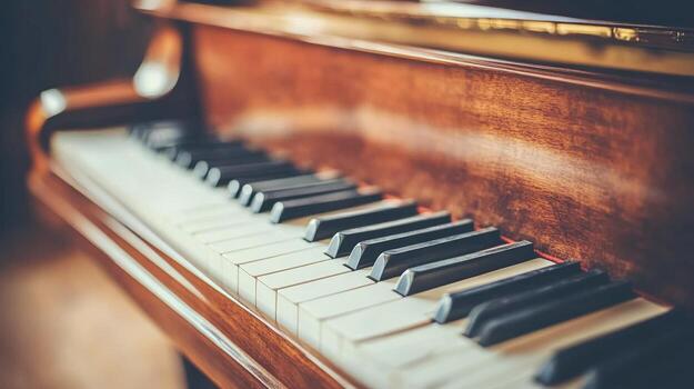 A piano with black and white keys photo