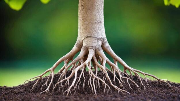 a tree with its roots showing photo